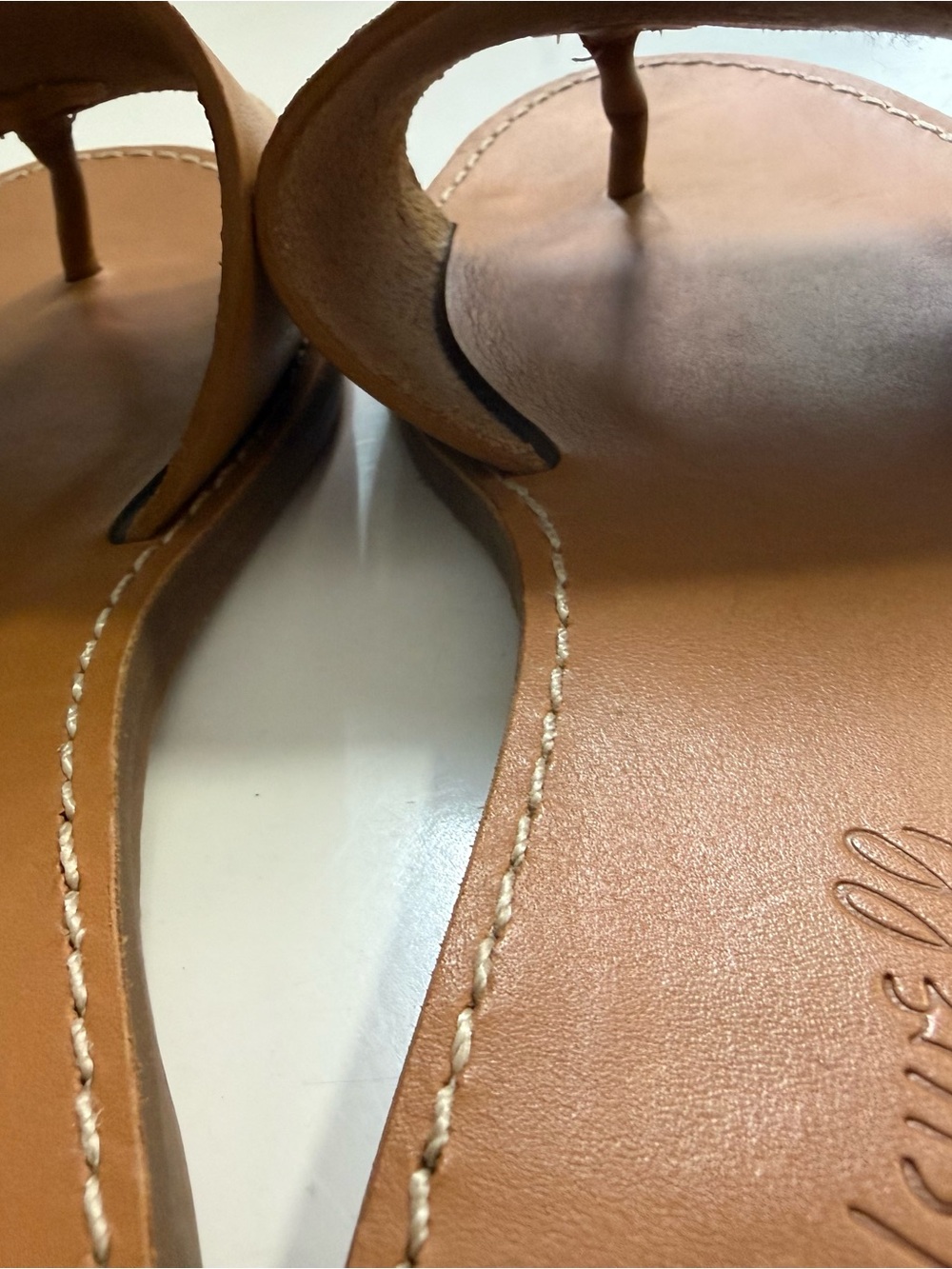 Madewell the boardwalk size 7.5 Tan Leather Toe-Post Slide Sandals - Picture 6 of 9